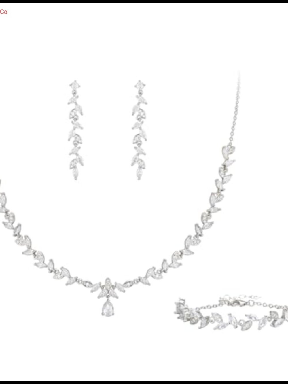 Cubic Zirconia Bridal Jewelry Set Necklace Bracelet Earrings
